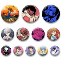 Anime Peripheral Shinji Kaworu Rei Asuka Button Pins Round Cartoon Brooch Cosplay Badge for Bag Decor Fans Collect Friends Gifts