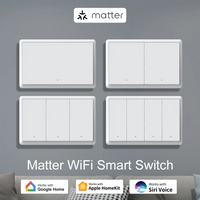 Matter WiFi Smart Wall Light Switch 1 2 3 4 Gangs with Neutral Wire Push Physical Light Switches work with Homekit App