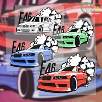 Car Styling Creative Funny E46 Drifting Sticker Cartoon PVC Decal Waterproof Pattern Vinyl For BMW E46 320i 330I 340i M3