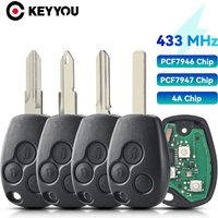 KEYYOU Remote Car Key For Renault Clio Kangoo Master Modus Logan Twingo Fob ID46 PCF7946 / PCF7947 / 4A Chip 434MHz 3 Buttons