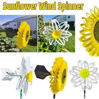 Sunflower Wind Spinner Narcissus Windmill with Stakes Plastic Plants Pinwheel Outdoor Decoration for Garden Yard Patio Lawn