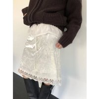 Elegant Color Velvet Lace Trimmed High Waist Midi Skirt Women's Early Spring Loose Versatile Straight Cut Skirt