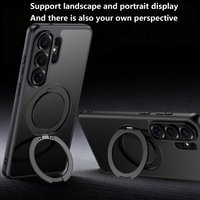 360-Degree Rotation Bracket Matte Frosted Case For Samsung Galaxy S26 S25 S24 S23 Ultra Magnetic Shockproof Armor Back Cover