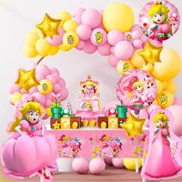 123 Pcs Princess Peach Birthday Decorations Set-Peach Latex Balloons&Foil Balloons for Princess Peach Balloon Party Decorations