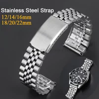 12mm 14mm 16mm 18mm 20mm 22mm Stainless Steel Watchband for Omega for Seiko Strap Men Adjustable Folding Buckle Watch Accessory