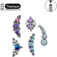 Titanium G23 Zircon Opal CZ Labret Internally Threaded Earring Helix Tragus Cartilage Prevent-allergies Ear Piercing Jewelry