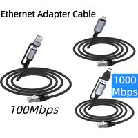 USB C to Ethernet Cable Snagless RJ45 to USB/Type-C Cord 100Mbps Gigabit LAN Network for Macbook Pro/Air Laptop PC Mobile Phone