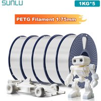 SUNLU 5KG PETG /Clear 3D Printer Filament 1.75mm 1000g Spool (2.2lbs) Neatly Arranged No Knot Filament Fit Most FDM Printer