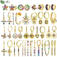 925 Sterling Silver Needle Colorful Crystal Heart Earrings Hoop Fashion Hoop Earrings for Women Wedding High Luxury Jewelry Gift