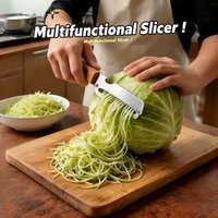 2026 New 2 in 1 Stainless Steel Vegetable Peeler with Wood Handle Ergonomic Fruit Potato Paring Knife Cabbage Slicer Shredder