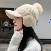 AliExpress NONE Autumn and Winter Knitted Neck Hoodie with Thick Velvet for Warmth and Windproof, Knitted Ear Protection, Cycling Wool Hat