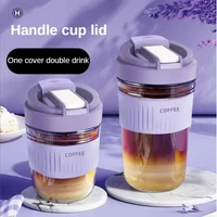 Cute Water Bottles for Girls,cups with Lids and Straws Coffee Cup Glass Water Cup High Face Value Straw Cup Portable