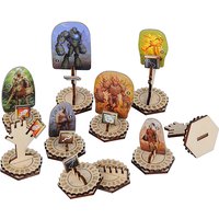 Monster Standee and Flying Stand Base with Health Tracker and Status Token Slots Set of 30 Wooden for Gloomhaven and Frosthaven