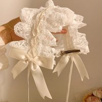 French Lolita White Bow Lace Headband for Women Elegant Cute Maid Photography Headwear Lolita Hair Accessories