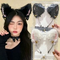 4pcs Cat Ear Bow Headband Necklace Claw Gloves Cute Sexy Cosplay Plush Bell Hairband Women Girl Masquerade Party Headwear Hair