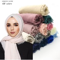 New Style Cotton Crease Hijab Scarf Lady High Quality Solid Wraps Scarves and Shawls Musulman Headband Islamic Turban 95*180CM