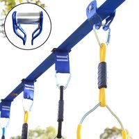Ninja Slider Slackline Pulley with Carabiner Ninja Warrior Obstacle Course for Kids Backyard Zipline Sliding Slackline