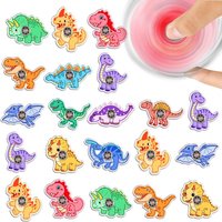 6Pcs Fun Acrylic Cartoon Dinosaur Theme Fidget Spinner for Birthday Dinosaur Carnival Party School Kindergarten Gift Prize