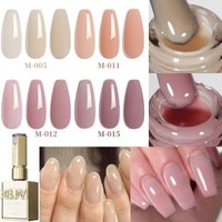 XEIJAYI 15Ml 4Pcs Professional Nude Gel Polish Set, Long Lasting Soak Off Gel for DIY Manicure with Nail Art Tips, Glossy Finish