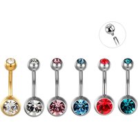8 10 12mm 14G Internally Threaded Titanium Belly Button Rings PVD Gold Plated CZ Crystal Navel Piercing Women Men Body Jewelry