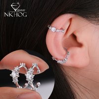 NKHOG Full Moissanite Clip Earring For Women S925 Silver Fashion Lab Diamond Wedding Party Ear Clip Gift 18K Plated Fine Jewelry