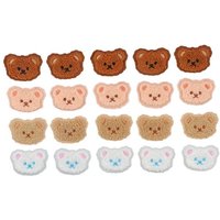 5pcs Apparel Bear Head Plush Teddy Bear Patches Cartoon Self-adhesive Embroideried Badges Cute DIY Clothes Sticker Hairclip
