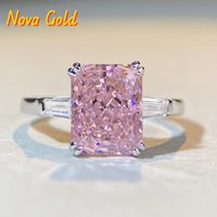 NovaGlod Luxury Solid Platinum PT950 Women's pink diamond Reddish cut moissanite diamond ring