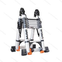 Heavy Duty Aluminum Telescoping Ladder 4m A-Frame Multi-Position Folding Ladder for Home Indoor Outdoor Use