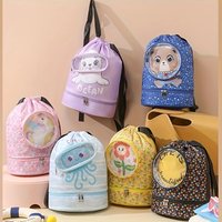 Sporttasche mit Kordelzug für Kinder, wasserdichter Rucksack mit Kordelzug, Badetasche mit Fach, Sporttasche mit Zugschnur für nasses Schwimmen