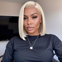 613 Blonde courte Bob perruque 13x4 HD Transparent dentelle frontale perruque cheveux raides perruque 100% perruque de cheveux humains 180 densité pour les femmes