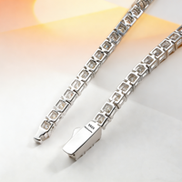 Moissanite Tennis Dainty Full Bracelet 3.8MM S925 Sterling Silver D Color Lab Created Diamond Bracelet for Women Men