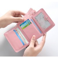 Fashion Blue Card Bag With Checkered Pattern Multifunctional Credit Card Holder PU Simple Small Purse Women