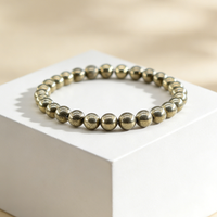 Natural Pyrite Bead Bracelets Women Men Vintage Charm Round Stone Energy Healing Strand Bangles Yoga Balance Wrist Jewelry