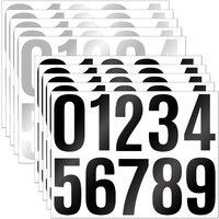 Large 4 Inch Reflective Number Sticker Glossy Metal Silver Black Self Adhesive for Mailbox Address ID
