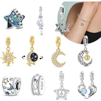 Moon Sun Original Charms 925 Sterling Silver Beads Fit Bracelets Bag Keychain Charms Diy Women Gift Accessory Delicate Stylish