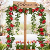 Artificial Silk Hanging Rose Flowers Wedding Wall Arch Rattan Vine Plants Outdoor Yard Garden Garlands Romantic Home Room Decora