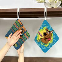 S-Scoobys Cartoon D-Doos Hanging Design Hand Wiping Towel, Polyester Cotton Fabric, Universal for Bathroom Kitchen