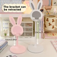 Desktop Mobile Phone Holder Adjustable Telescopic Lifting Lazy Bracket Smartphone Cute Cartoon Rabbit Desk Bracket For All Phone
