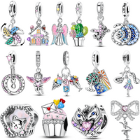 925 Silver Plated Charms Angel Candy Feather Beads Pendants Fit Original Bracelet Charm Dangle Diy Jewelry Gift For Women