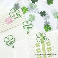 10Pcs Cute INS Green Four-leaf Clover Paperclips Lovely Girl Scrapbook Decor Binder Clip Office Document Bill Binding Supplies