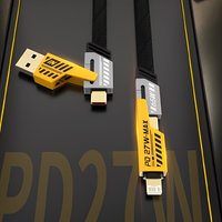 65W 4-in-1 USB-C PD Fast Charging Cable - Multi-Function Data Cable for iPhone Samsung Xiaomi - Quick Charge