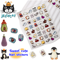 New JC Amuseable Eggplant Bartholomew Bear Sweet Cute Nail Sticker High Color Value Girl's Heart Relief Sticker Nail Decoration