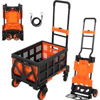 2-in-1 Heavy Duty Folding Platform Cart,Collapsible Basket,Telescoping Handle,Durable Rubber Wheels,Storage Utility Dolly