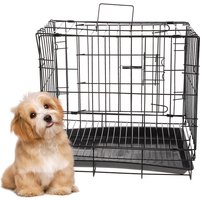 1Set Iron Wire Dog Crate Folding Pet Cage Removable Tray Easy Clean Secure Lock Metal Kennel Pet Crate Dog Cage