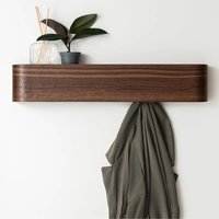 Solid Wood Wall Mounted Shelf, Entryway Coat Hanger Organizer, Creative Floating Display Rack, Modern Home Decor Accent Piece