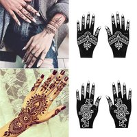1 Pairs Henna Tattoo Stencil Temporary Hand Tattoo Body Art Sticker Template Indian Wedding Painting Henna Kit Tool