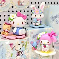 Sanrio Family Flower Intent Series HELLO KITTY KUROMI MELODY Handmade Ornament Trendy Blind Box Toy Cute Female Birthday Gift
