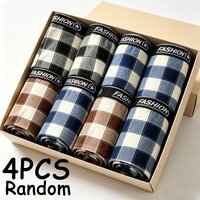 4pcs Men's Underwear New Style Men Boxer Shorts Fashion Men Panites Plus Size Underwear Summer Sexy Breathable Plaid Underpants