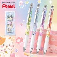4pcs/set Japan Pentel Gel Pens Cat Limited Speed Dry Black Pen Thick Ink ENERGEL BLN75TL 0.5mm Kawaii School Stationery