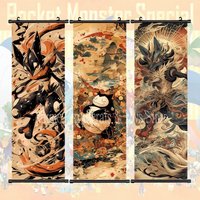 Printed Poster Anime Wall Artwork Gengar Pictures Charizard Painting Canvas Pikachu Hanging Scrolls Home Room Decor